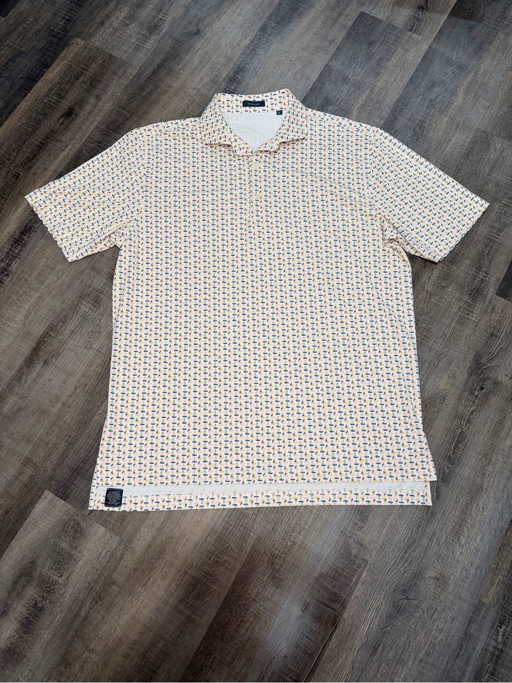 Turtleson Sailboat Print Performance Polo Men’s Large Golf Stretch Shirt